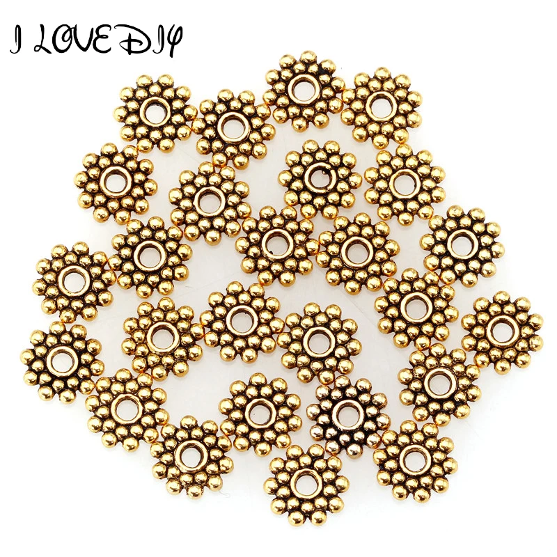 Wholesale100pcs/комплект тибетского серебра Цветочная распорка для бисера круглые