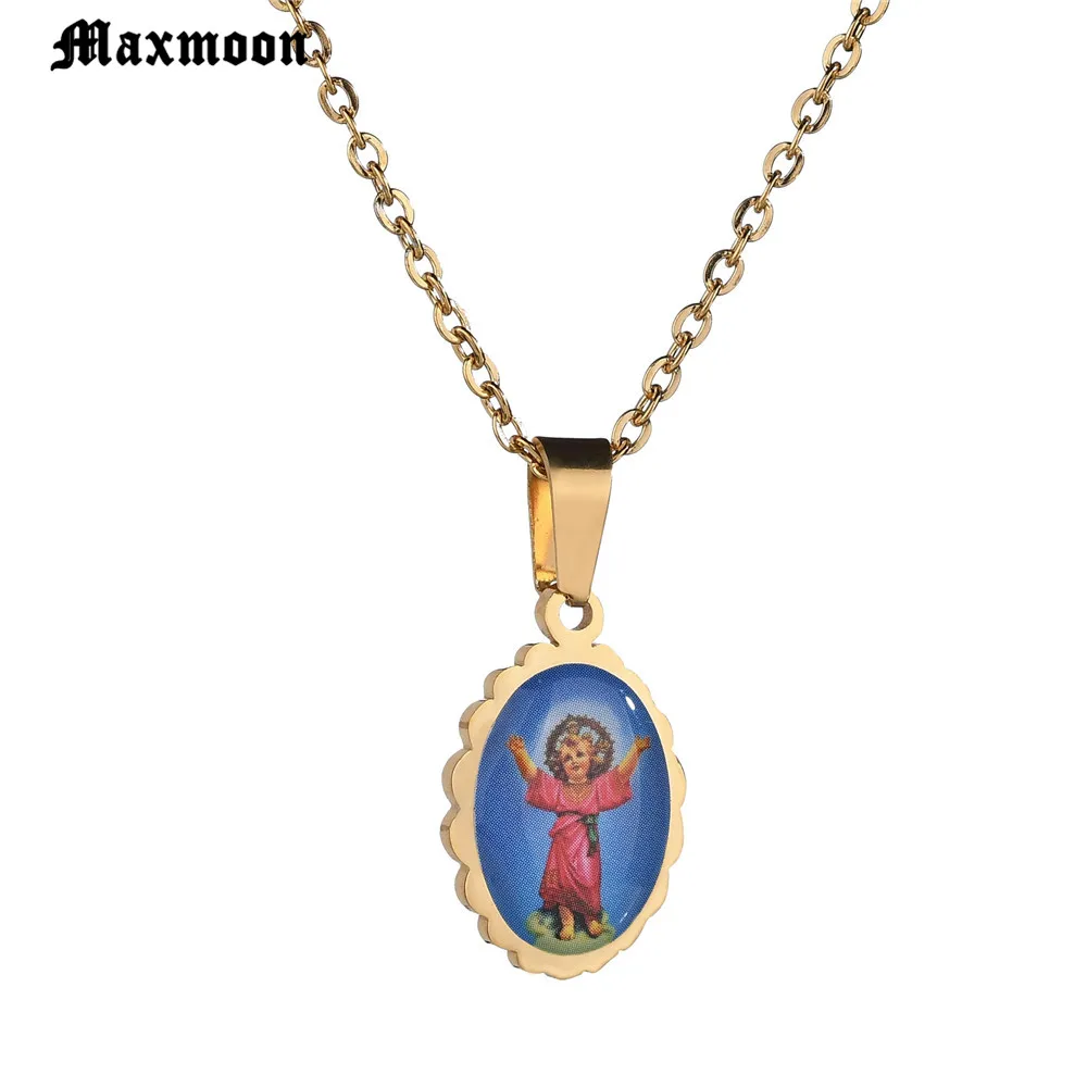 Maxmoon Золотая католическая Дева Мэри подвеска в форме ангела для ожерелья из