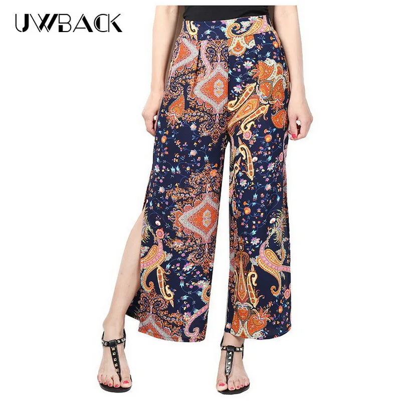 Uwback женщины шифон широкую ногу штаны 2017 новый летняя мода повседневная дышащие