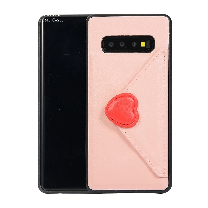 3D чехол конверт с сердечком для Samsung S10 plus кожаный кошелек откидной крышкой S10e S10lite