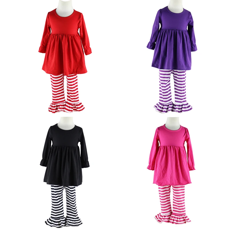 

cute Clothes Wennikids Spring & Autumn New Big Girls Clothing Sets Cotton Ruffle Kids Clothes Children Pant Set 6-12 years