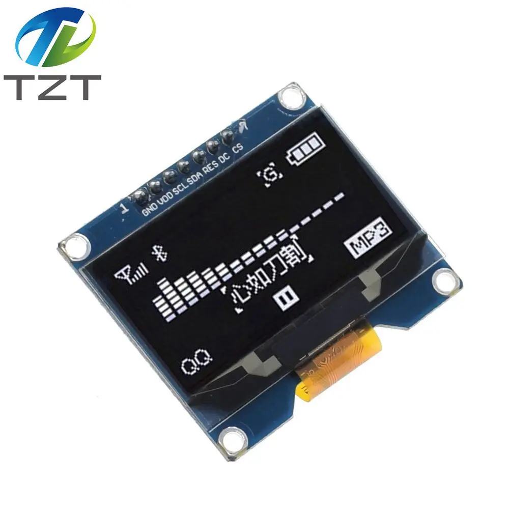 1.54 OLED white TZT 1 шт. 1,54 дюймов 7PIN белый синий OLED экран модуль SSD1309 Привод IC совместимый для SSD1306 SPI интерфейс 128*64 - Цвет: 1.54 OLED white