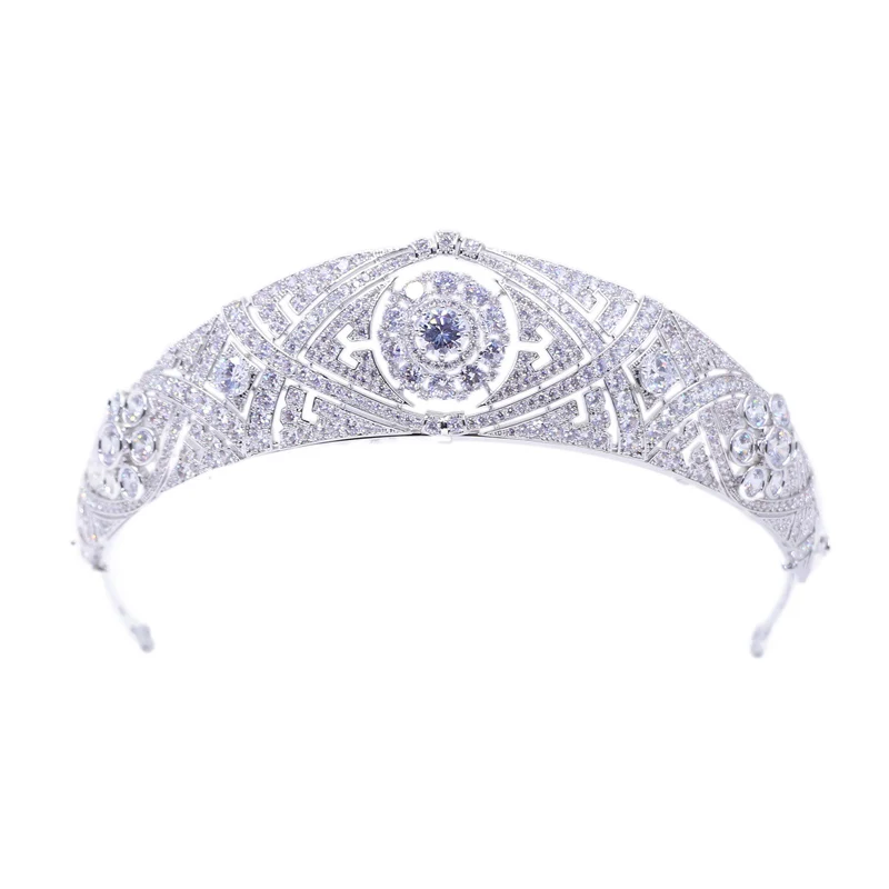 C Meghan Tiara Королевские Роскошные циркониевые и хрустальные диадемы из Кубического циркония для свадебной вечеринки, винтажные диадемы для королевы и невесты, пышные короны для принцессы - Окраска металла: C Meghan Tiara
