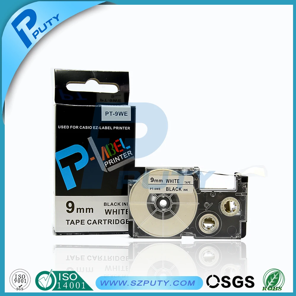 Высококачественная лента для печати этикеток casio 12 мм черная на белом XR 12WE