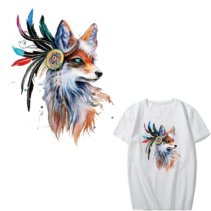 

Indian Fox Patch Heat Transfer Vinyl Iron on Animal Patches for Clothing DIY T-shirt Stickers on Clothes Applique Thermal Press