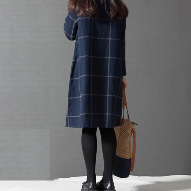 Plus Size Women Dress 2018 Autumn Vintage Paid Print Dresses Long Sleeve O Neck Midi Sexy Casual Loose A Line Female Vestidos | Женская
