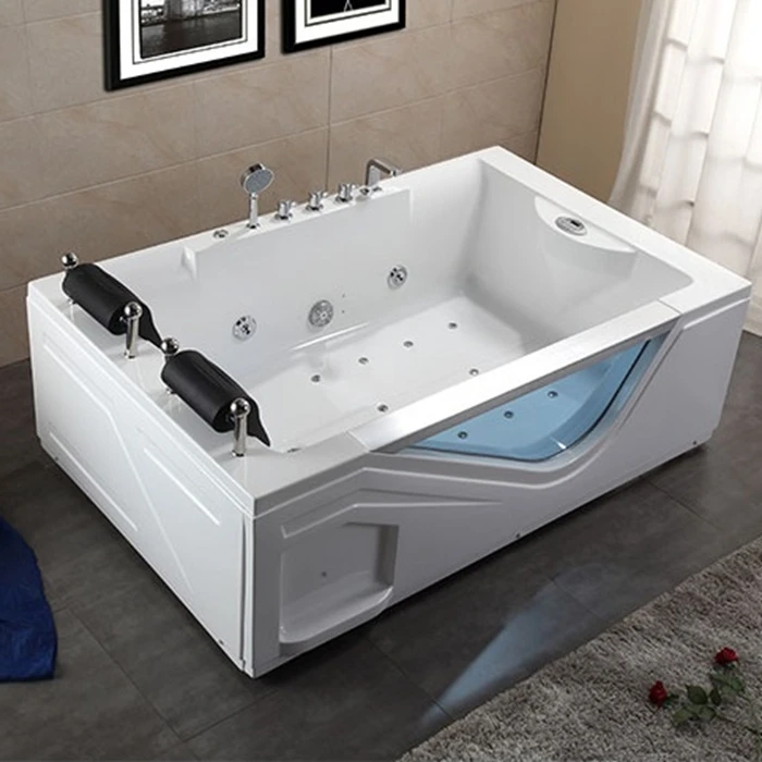 High quality glass bathroom Acrylic Whirlpool Massage Bathtub with TV |