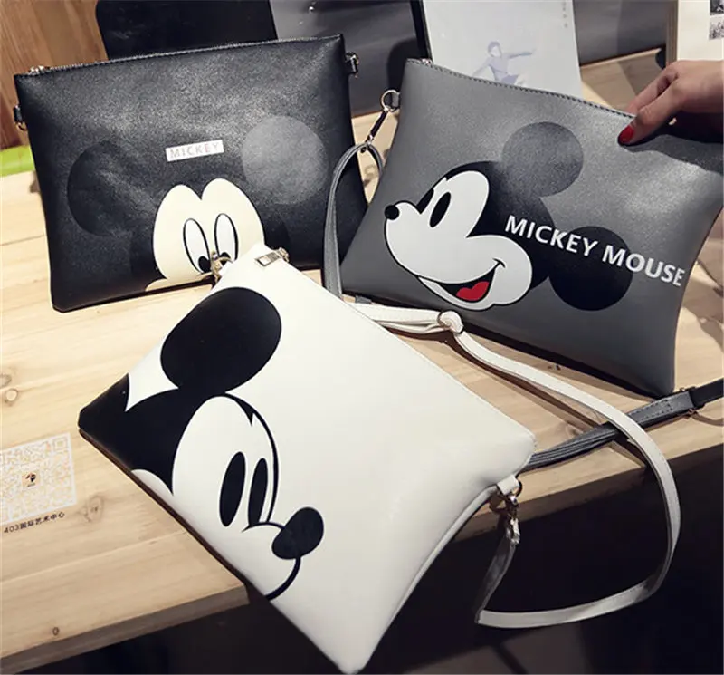 

Дамские сумочки Disney, новая сумка-конверт с мультяшным принтом Микки и Минни, сумка-мессенджер через плечо