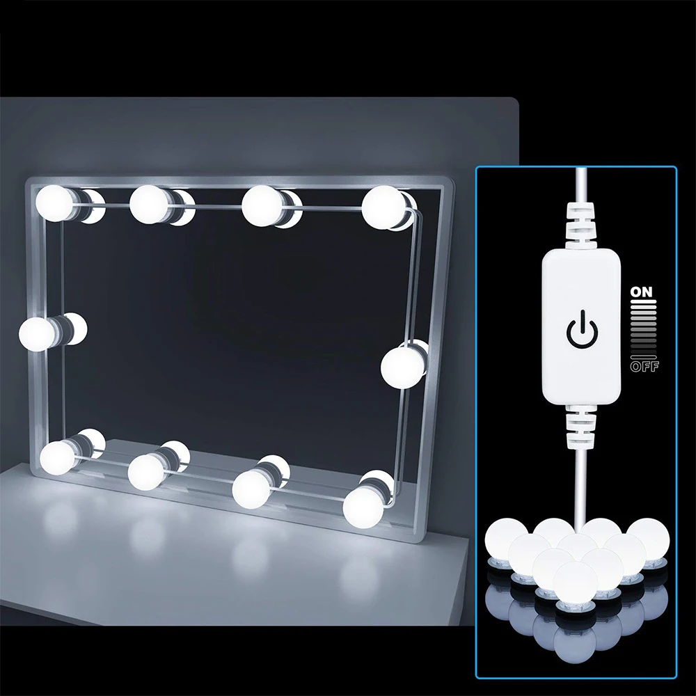 

Makeup Mirror Vanity 10 LED Light Bulbs Kit 110V 220V Cosmetic Lighted Make up Mirrors Bulb Adjustable Brightness Mirror lights