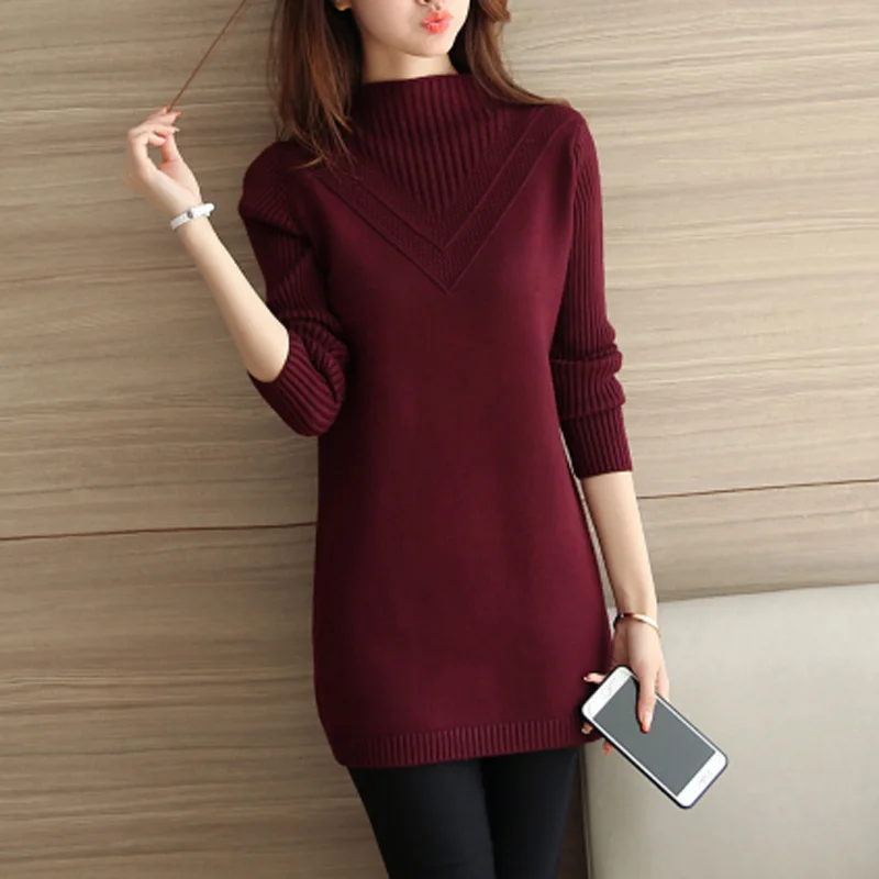 

Winter Cashmere Women Sweaters and Pullovers Turtleneck Hollow Out Elastic Loose Slim Knitting Long Soft Pullovers