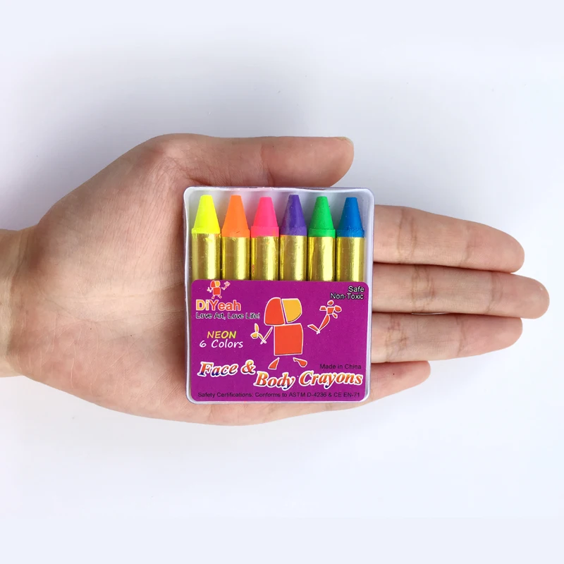 Мини мелки для боди арт флуоресцентные. комплект 6 цветов|body art|face paintbody paint |