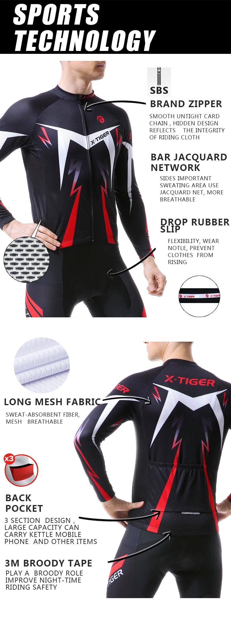 X-TIGER с длинным рукавом Майо Ropa Ciclismo Майки для велоспорта/осень горный велосипед одежда/гоночный велосипед одежда для велоспорта