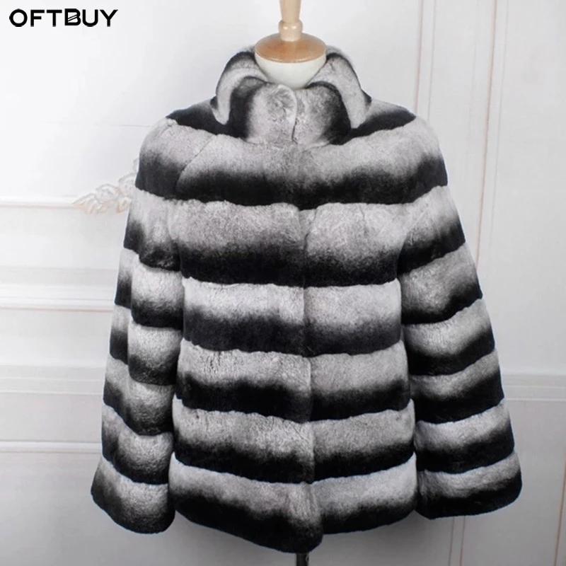 OFTBUY, зимняя куртка для женщин, пальто из натурального меха кролика Рекс, верхняя одежда, брендовая, роскошная, толстая, теплая, уличная одежда, воротник-стойка
