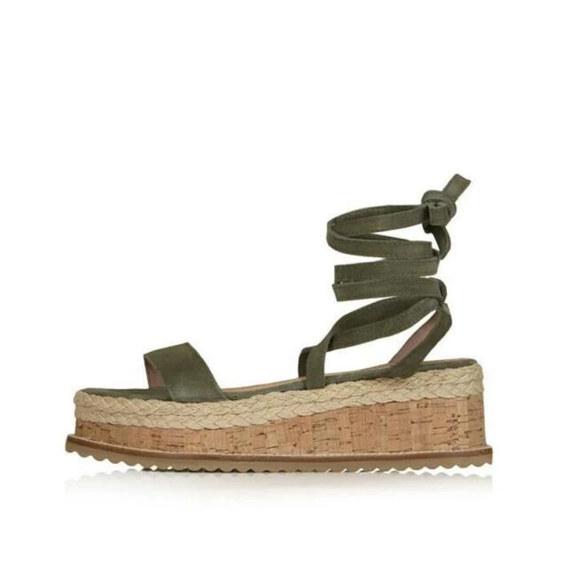Cross Strap Shoes Women Lace Up Ladies FootWear Hemp Rope Wedge For Woman Platform Glodiator Sandals High Heels | Обувь