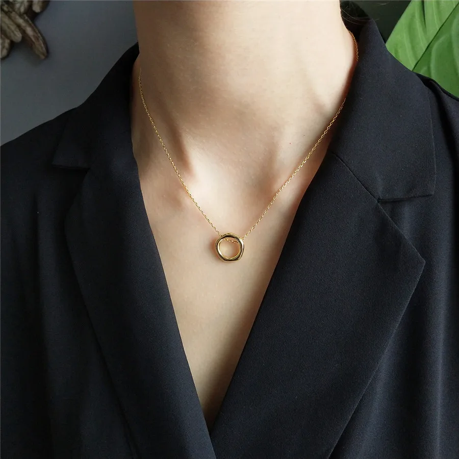Martick простое ожерелье из стерлингового серебра 925 пробы с круглой подвеской