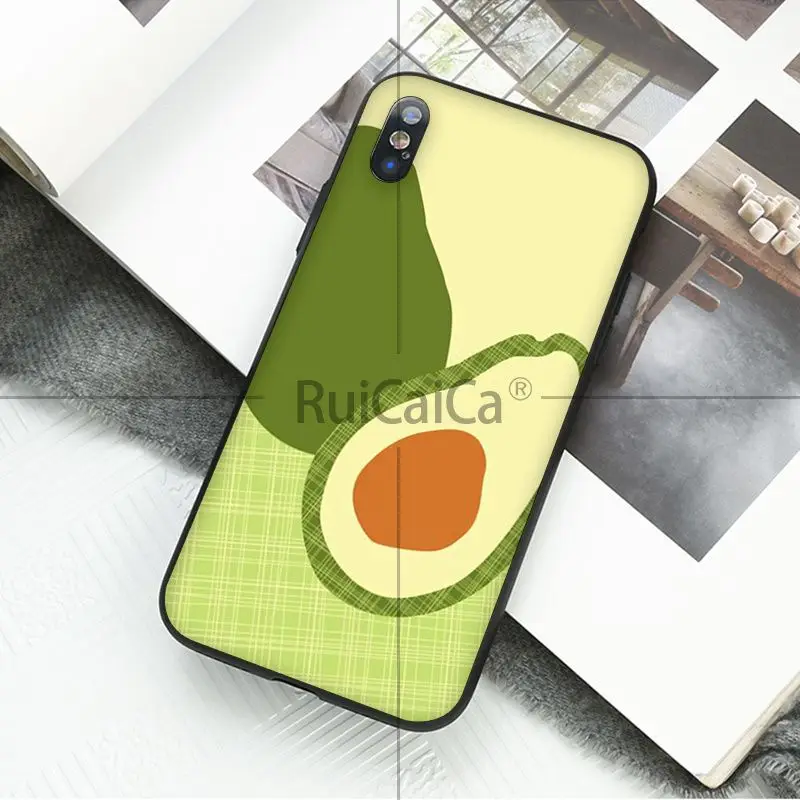 Ruicaica авокадо ТПУ мягкий силиконовый черный чехол для телефона Apple iPhone 8 7 6 6S Plus X XS