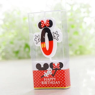 Minnie 0 1 PCS С Днем Рождения мультяшная свеча Микки и Минни Маус Мышь лампы в форме свечи Юбилей торт номера От 0 до 9 лет плавающие свечи вечерние украшения - Цвет: Minnie 0