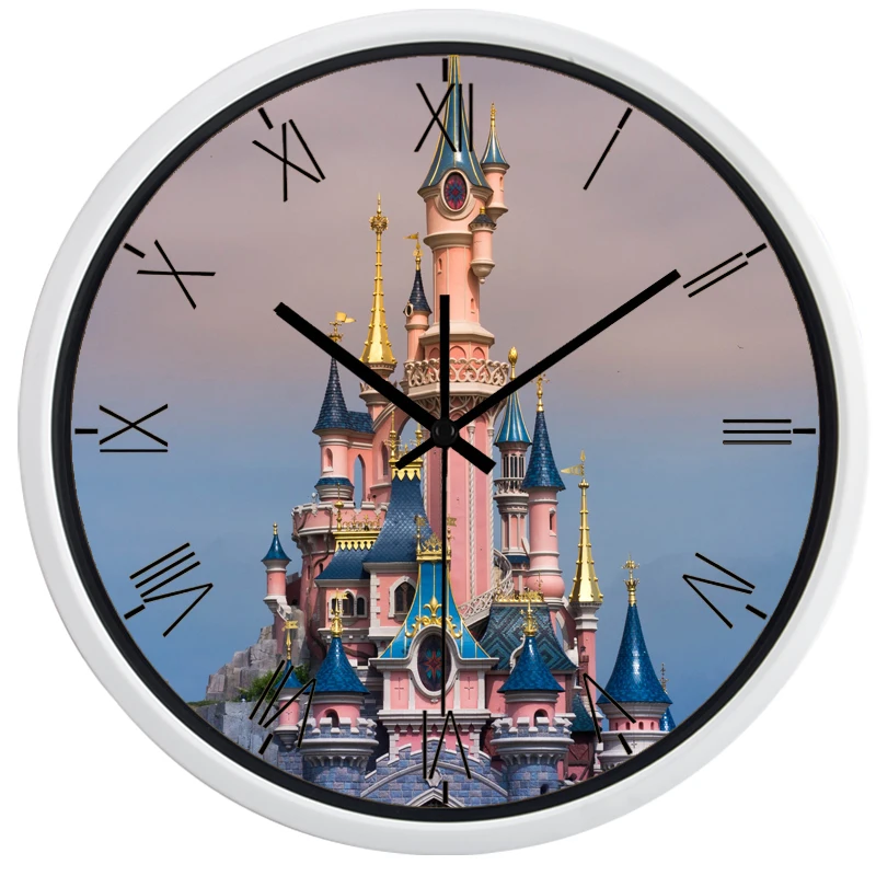 Популярные брендовые европейские настенные часы с мультяшным замком для детей