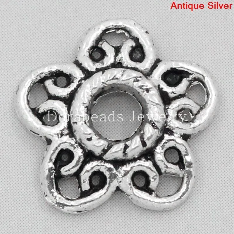 Горячая бусины кепки цветок старинное серебро ( подходит 18 мм диаметр ) 12 x 200 шт.