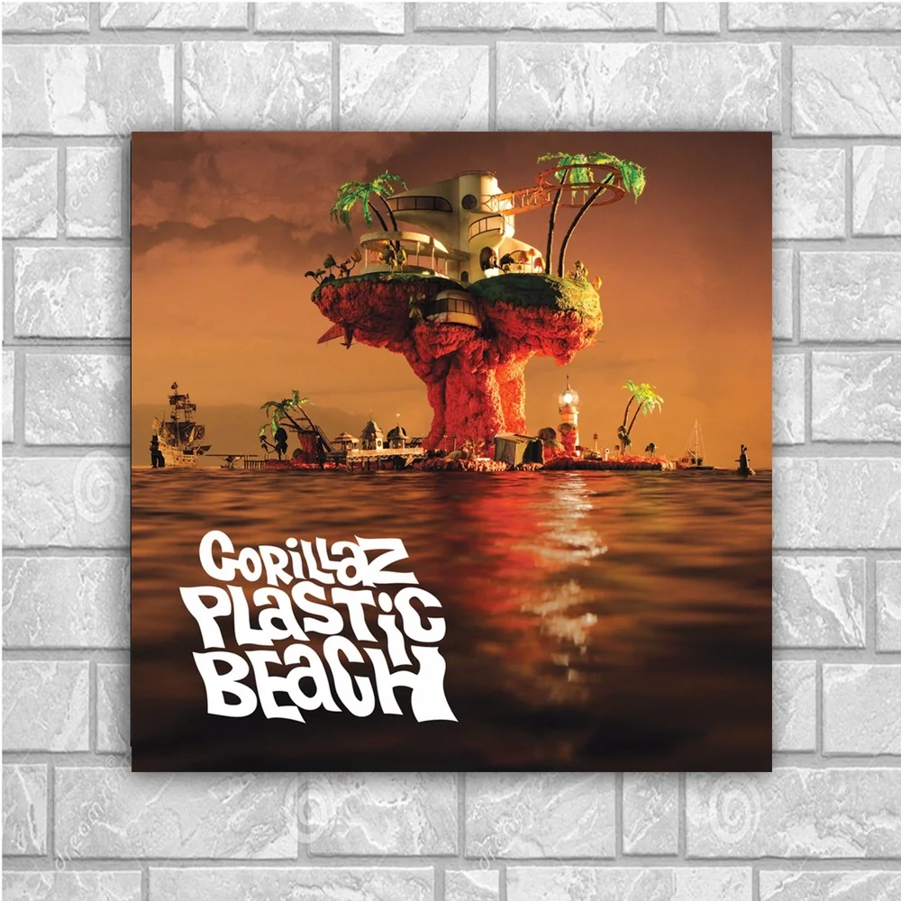 Пластиковый пляжный Шелковый плакат Gorillaz для домашнего декора 12x12 24x24