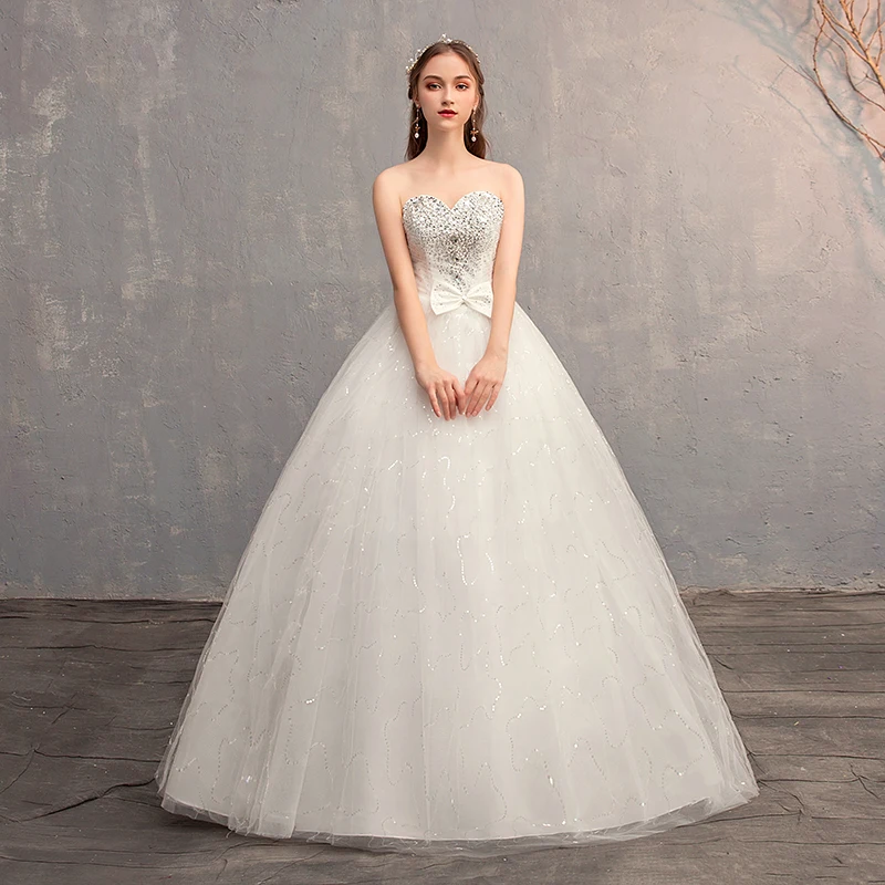 2019 классические кружевные бальные платья свадебные без бретелей Alibaba под заказ