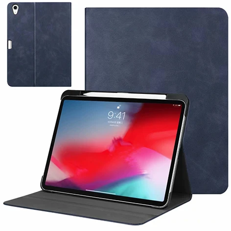 KPS-NP-DarkBlue Чехол для ipad pro 11, подставка для планшета с держателем для карандашей, искусственная кожа+ Поликарбонат, жесткая задняя крышка, смарт-чехол для нового ipad pro 11 - Цвет: KPS-NP-DarkBlue