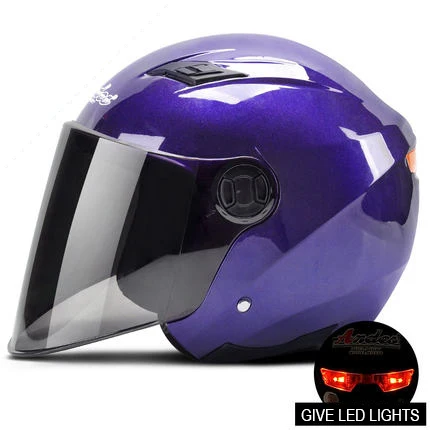 Мотоциклетный шлем Casco Moto 3/4 шлем с открытым лицом скутер Casco Moto rbike Capacete модульный откидной шлем - Цвет: purple with lamp