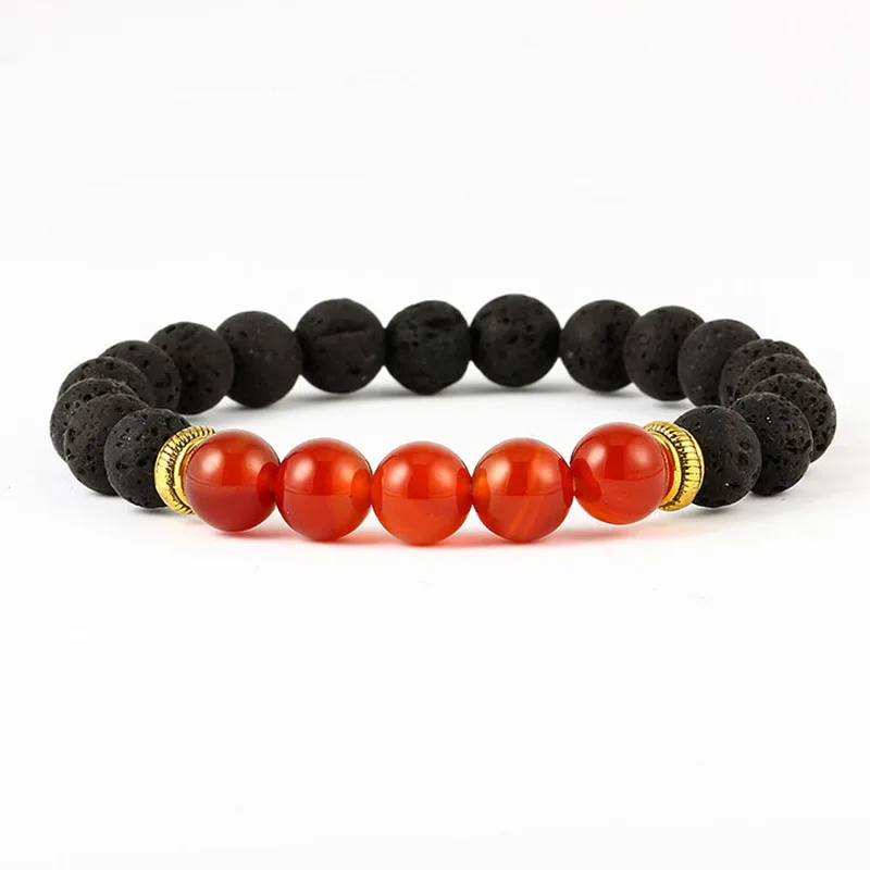 Браслеты с бусинами из натурального камня Lucky Charm Volcanic Rock 8 мм красочные браслеты