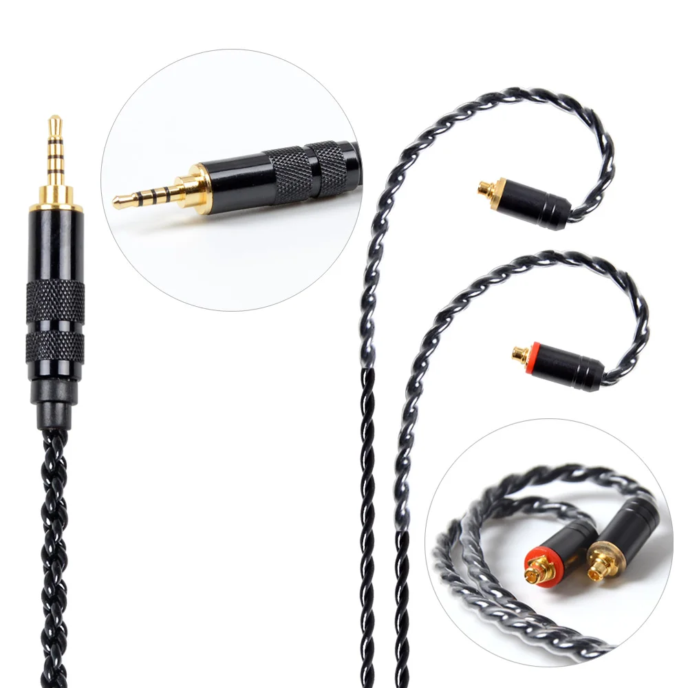 NiceHCK MMCX/2Pin разъем 4 4/3 5/2 5 мм сбалансированный Core с серебряным покрытием кабель для