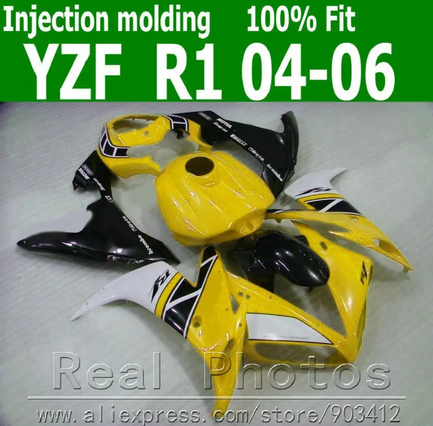 100% комплект обтекателей для литья под давлением YAMAHA R1 2004 2005 2006 белый фиолетовый