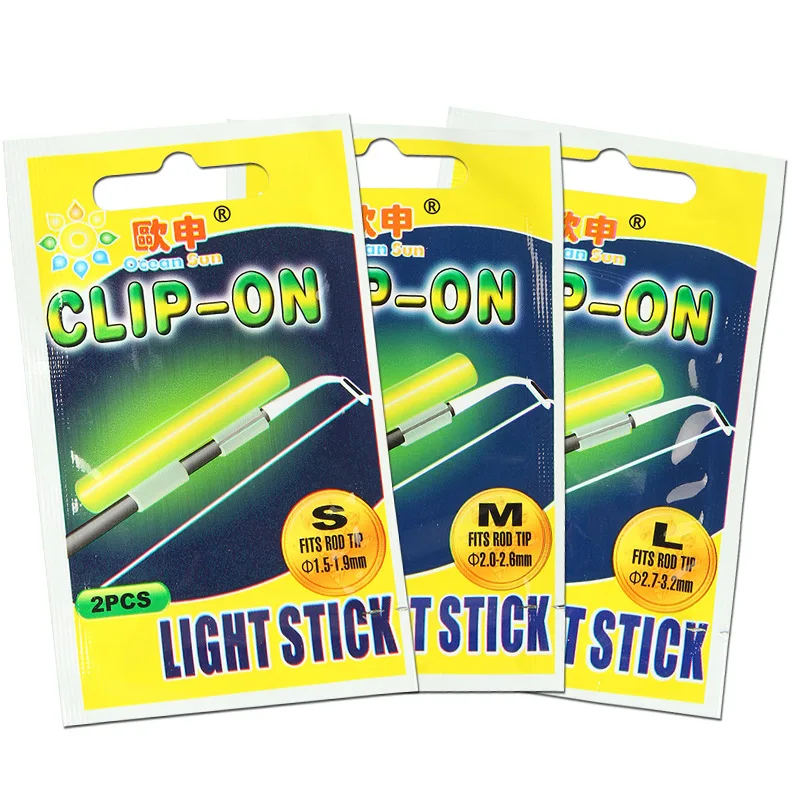 Clip On! 20Pcs(10bags) XL L M Night Fishing Lighting Stick Wand Green chemical glow stick fishing light stick FU020