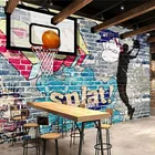 Обои на заказ, абстрактные граффити, кирпичная стена, баскетбол, настенная живопись, фон, декоративные настенные картины, гостиная