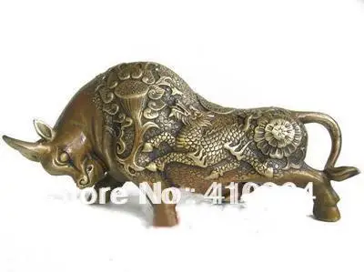 

[Old craft] статуя КИЛИНА Булл ОКСа, Chieese Bronze, 8 дюймов L (A0314)