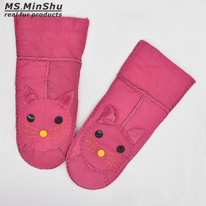 Ms. MinShu, женские перчатки, овчина, меховые варежки, для взрослых, кожаные перчатки, зимние перчатки, натуральная овчина, меховые перчатки, перчатки для девочек