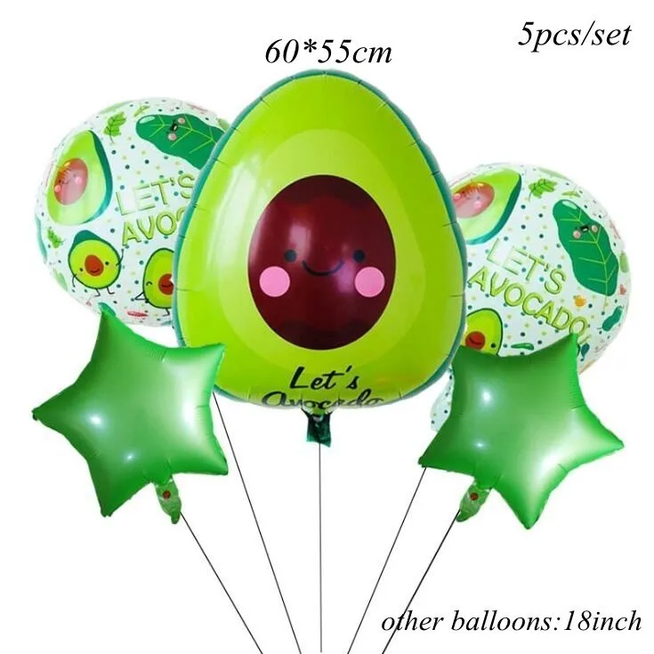 5pcs Avocado set B 1 компл. Мексиканский воздушный шар из фольги для вечеринок Final Fiesta блеск баннер С КАКТУСОМ девичник вечерние украшения летние материалы на день рождения, свадьбу - Цвет: 5pcs Avocado set B