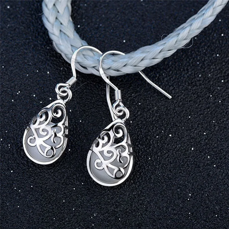 Женские свадебные серьги в виде кошачьего глаза форме бассейна с сердечками 625 #45