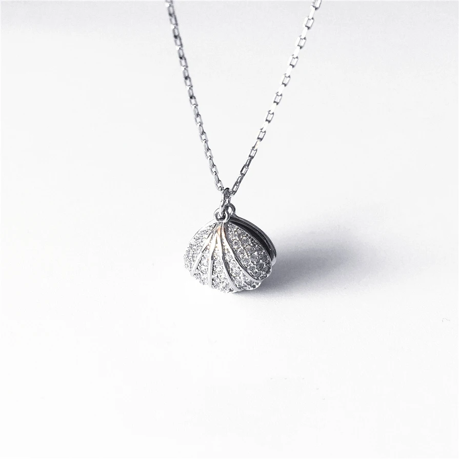 

High quality female jewelry natural sea freshwater pearl Shell Pendant Chain 925 Sterling Silver Necklace simple girlfriend gift