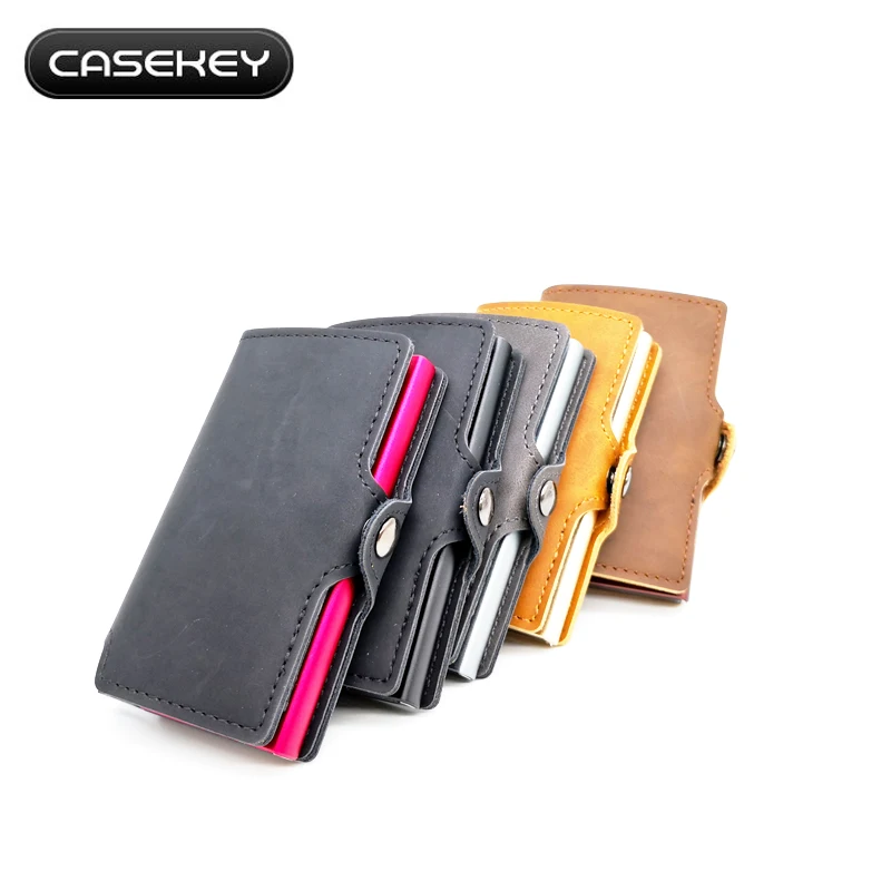 Casekey коричневый винтажный кожаный Алюминиевый бумажник автоматический