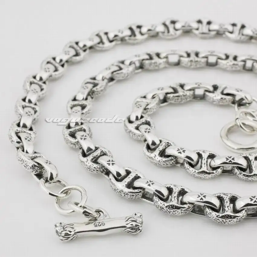925 пробы Серебряное мужское байкерское ожерелье 8L008|biker necklace|silver menmens sterling silver necklace