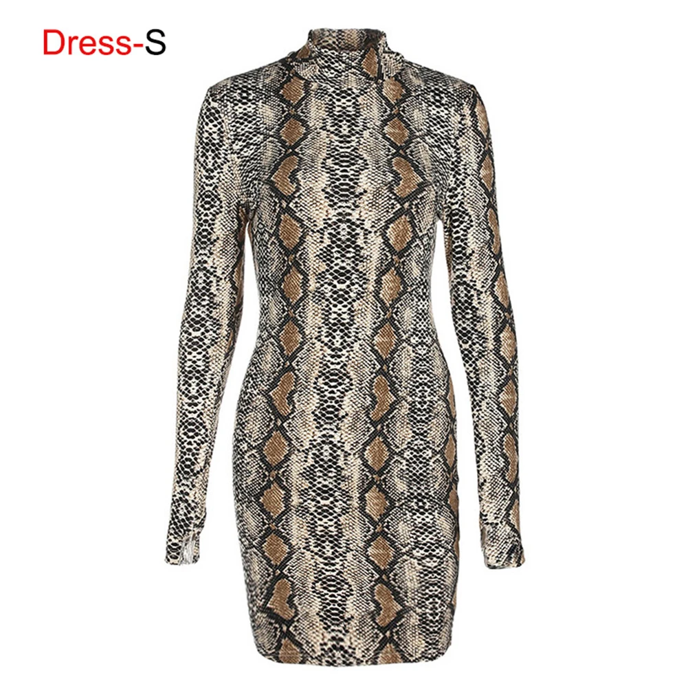 dress Для женщин сексуальный принт змеиной кожи Комбинезон Лонгслив под змеиную кожу обтягивающая одежда GDD99 - Цвет: dress