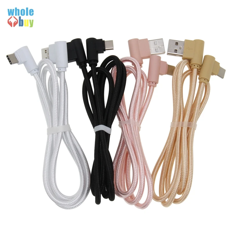 100 шт/партия Micro Usb 8pin type C кабель зарядного устройства 0,25 м 1 м 2 м 3 м 2 стороны 90 градусов локоть нейлоновый Плетеный USB кабель для Iphone Xr samsung