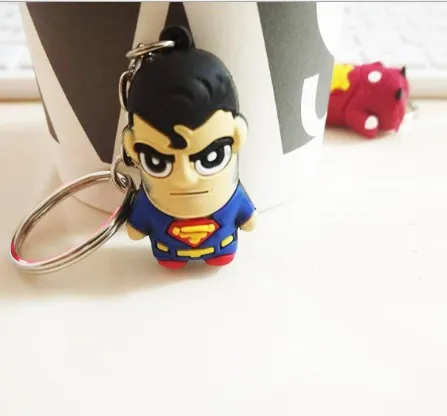 Superman С героями комиксов Марвел, аниме игрушки Фигурки брелок Superman Spiderman Batman «Железный человек», Капитан Америка брелок для автомобильных ключей кольцо игрушки - Цвет: Superman