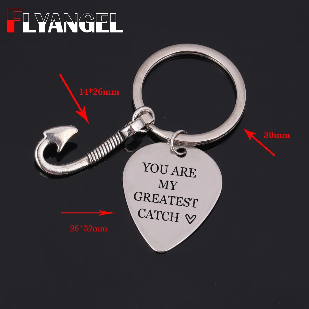 FLYANGEL брелок для ключей с гравировкой YOU ARE MY GREASTSET CATCH Fish Hook Charm подарок парня