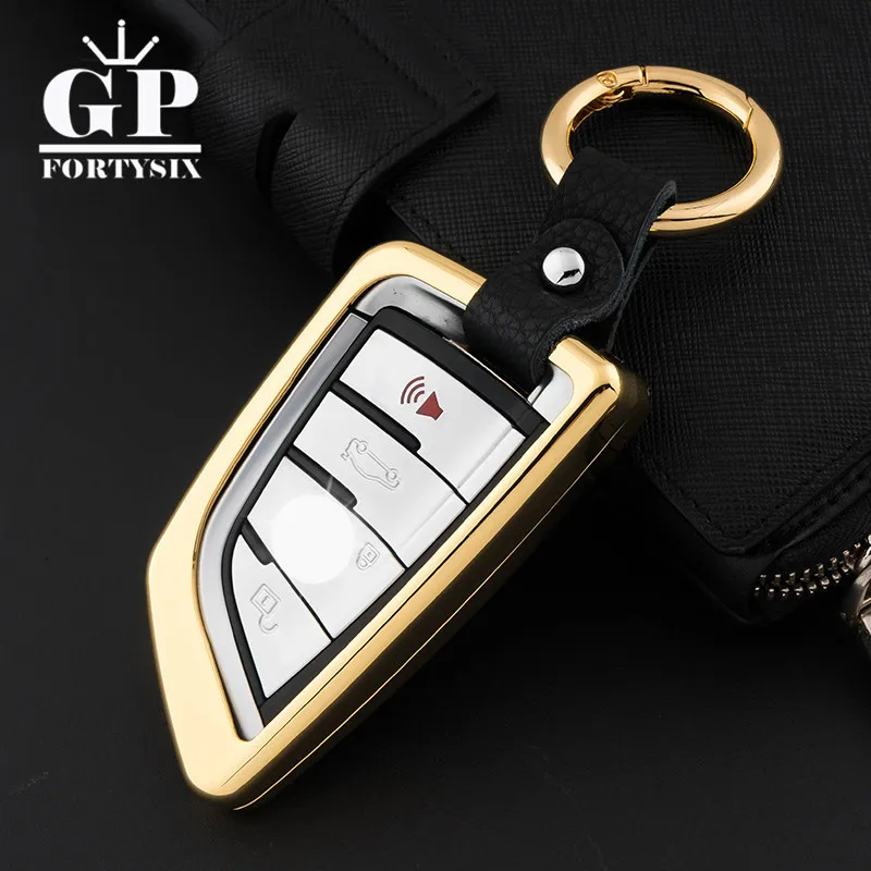 2017 Car Covers Styling Zinc Alloy+Leather Chain Steel Rings Handmade Key Fob Case Cover Shell Holder For BMW X1 X5 X6 | Автомобили и