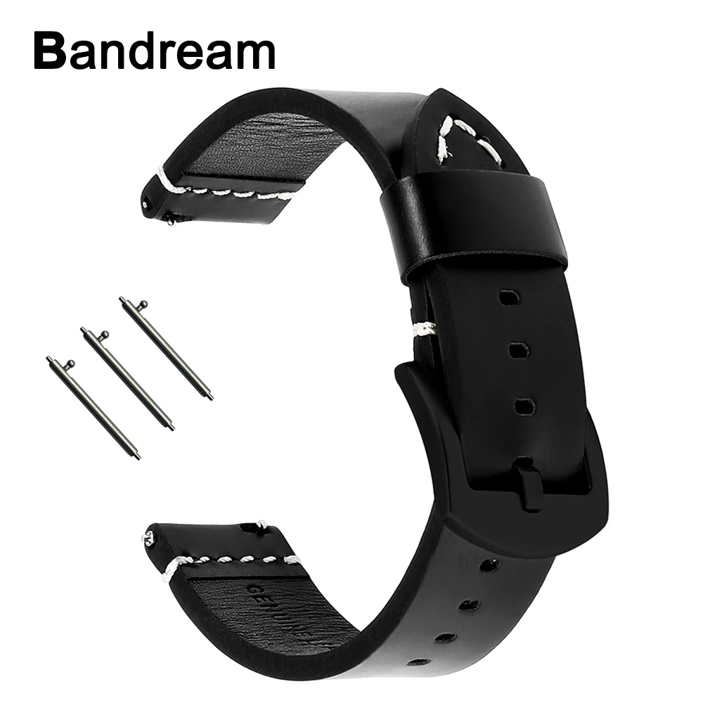 

22mm Genuine Oil Wax Leather Watchband Quick Release Strap Men Women Universal Watch Band Stainless Steel Clasp Wrist Bracelet