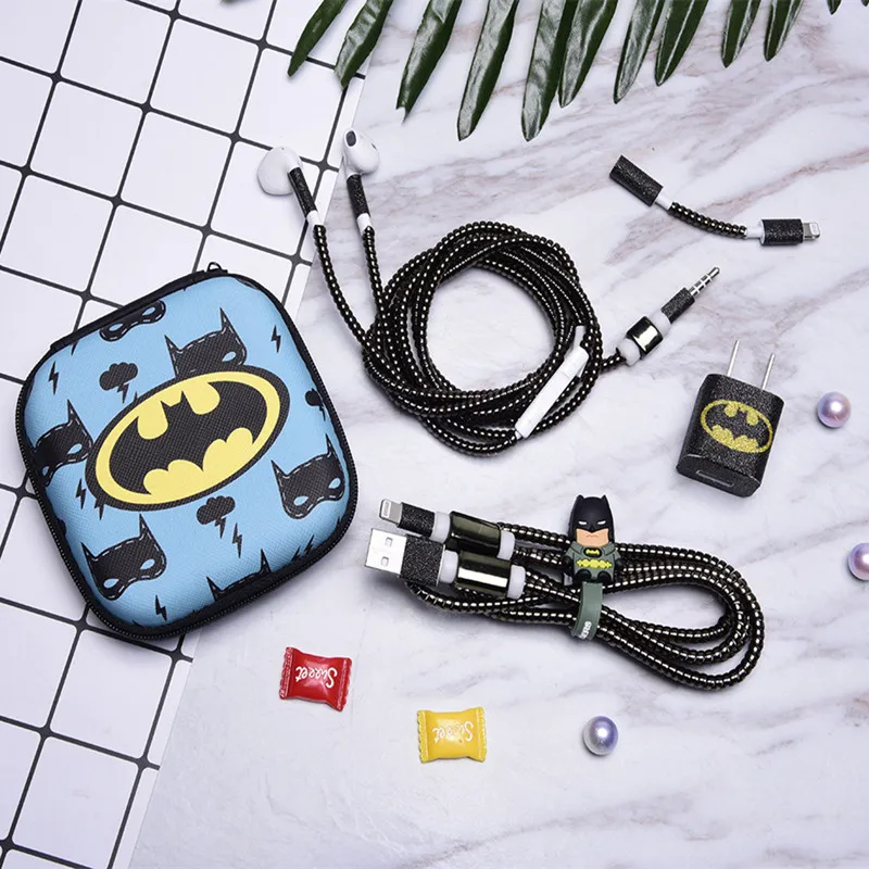 Мультяшный USB кабель для наушников протектор набор с наушниками коробка Стикеры
