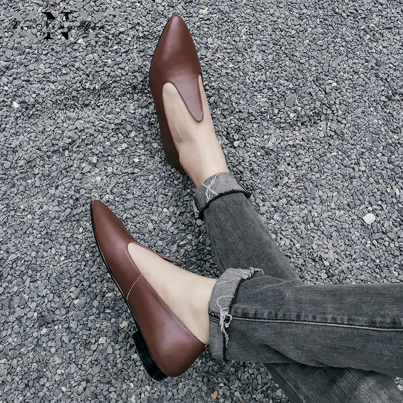 

Женские туфли-оксфорды на плоской подошве, повседневные туфли из натуральной кожи, лоферы из овечьей кожи, 2019