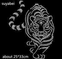 2pclot tiger design stone hot fix rhinestone motif designs iron on crystal transfers design applique patches strass iron