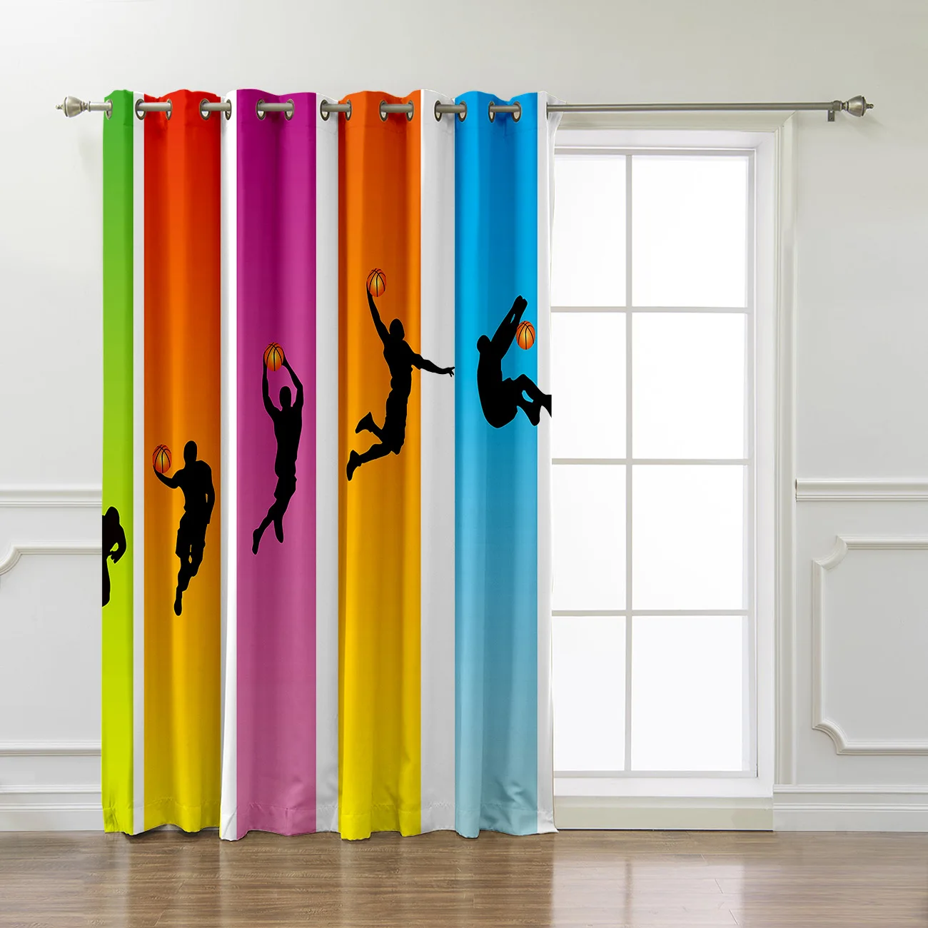 Basketball Mobilization Curtain Lights Bathroom Kitchen Fabric Drapes Indoor Decor Panels With Grommets Window | Дом и сад