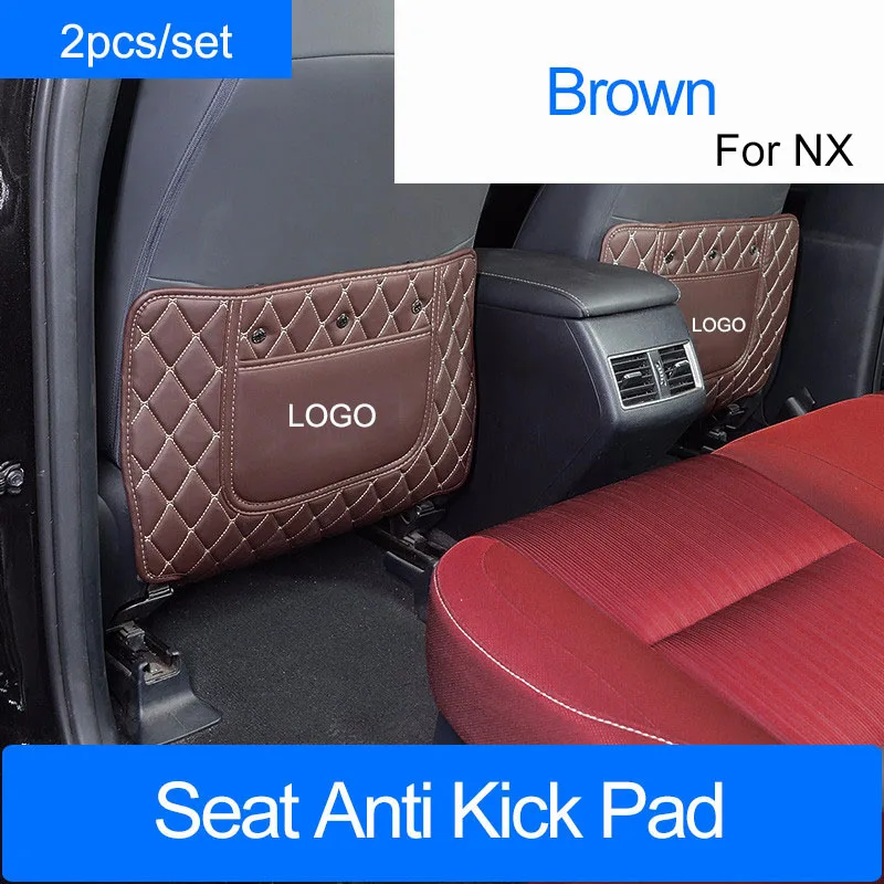 For NX Brown 2Pcs QHCP автомобильный подлокотник коробка анти-кик мат задняя защита сиденья коврик детский анти-кик коврик подходит для Lexus ES200 250 NX200 300 RX300 450H - Название цвета: For NX Brown 2Pcs